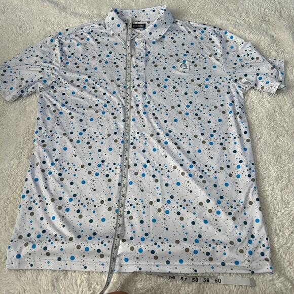Bite Hard Polo Shirt Men XL White Polka a Dot Stretch Performance Golf Preppy - Picture 4 of 6